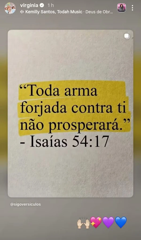 Post de Virginia Fonseca após Vini Jr. deletar imagem do casal