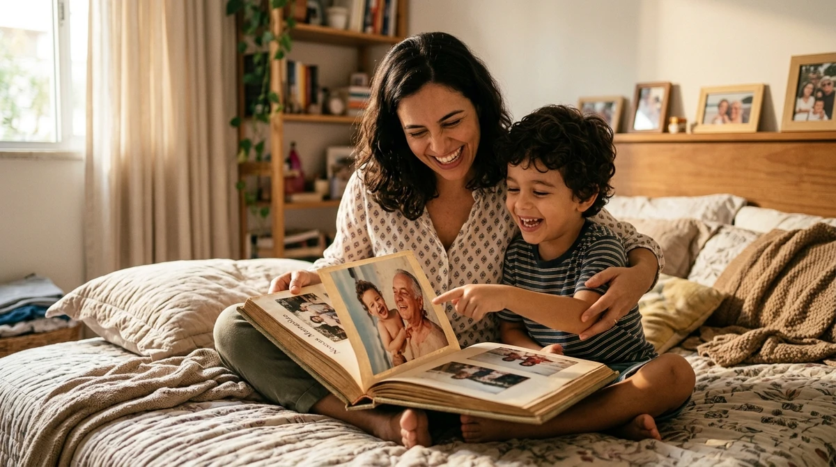 Presente para a mãe de Câncer: Porta-retratos digital ou álbum por Imagem gerada por IA