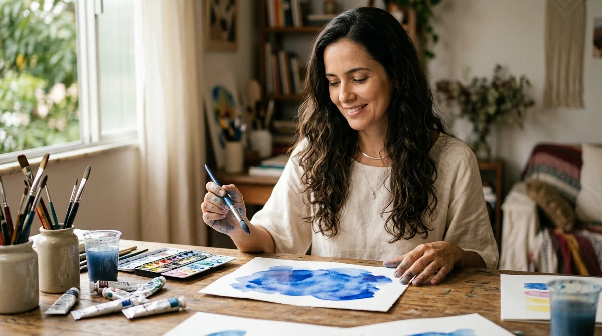 Presente para a mãe de Peixes: Kit de aquarela ou materiais de arte por Imagem gerada por IA