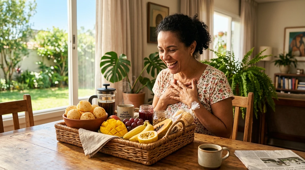 Presente para mãe de Touro:  Cesta de café da manhã gourmet por Imagem gerada por IA
