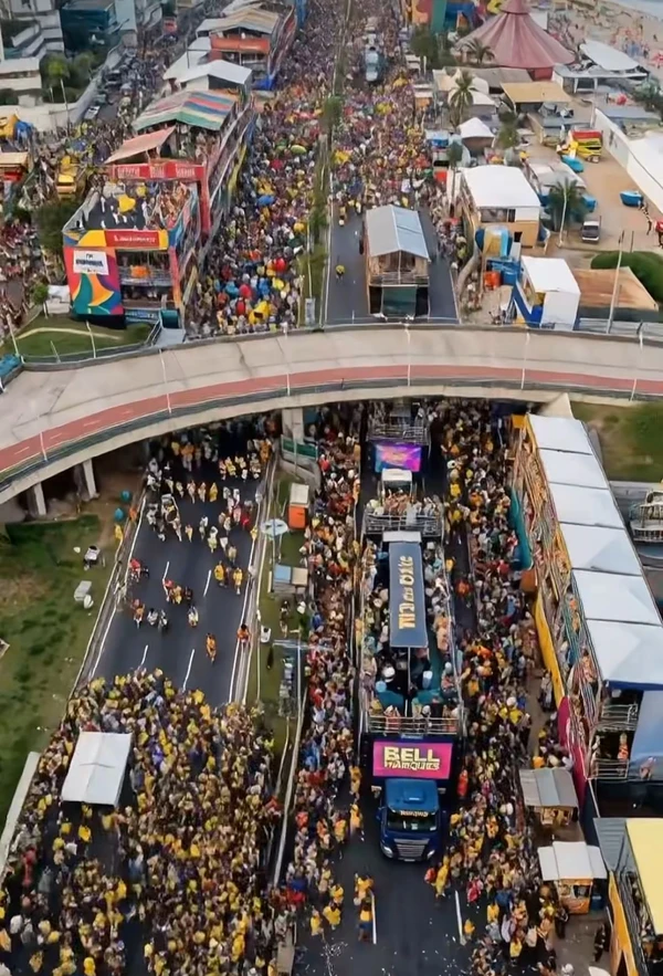 Simulação do Carnaval de Salvador na Boca do Rio por Reprodução/ Redes sociais/ BAS 3D IA