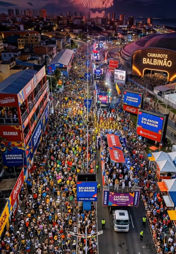 Simulação do Carnaval de Salvador na Boca do Rio por Reprodução/ Redes sociais/ BAS 3D IA