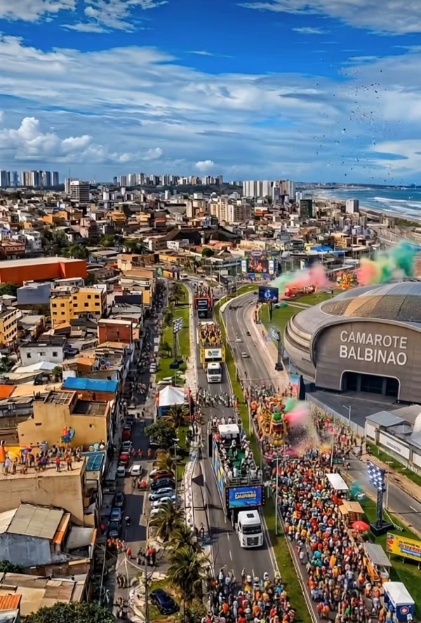 Simulação do Carnaval de Salvador na Boca do Rio por Reprodução/ Redes sociais/ BAS 3D IA