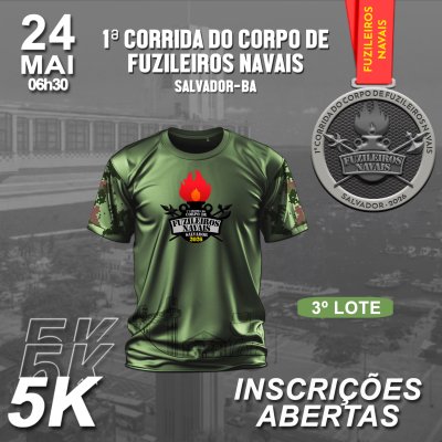 24 de maio - 1ª Corrida do Corpo de Fuzileiros Navais - Salvador. Largada na Avenida da França, no Comércio. Mais informações em https://www.centraldasinscricoes.com.br/evento/1-corrida-do-corpo-dos-fuzileiros-navais por Reprodução