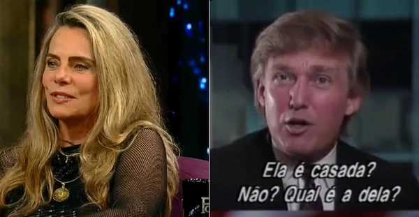 Donald Trump na entrevista com Bruna Lombardi feita em 1992 por Reprodução/Youtube