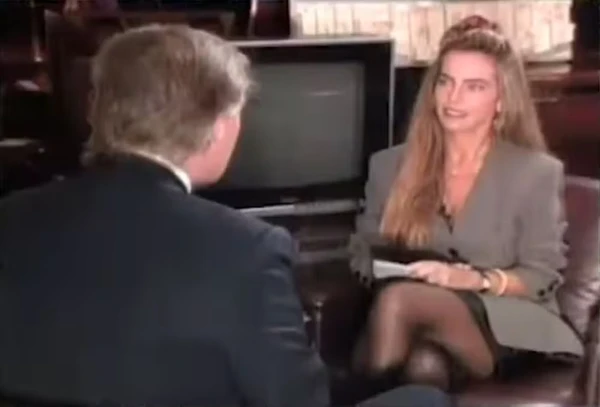 Donald Trump na entrevista com Bruna Lombardi feita em 1992 por Reprodução/Youtube