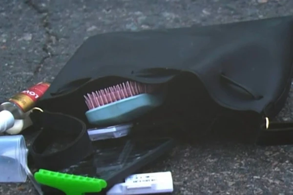 Itens da bolsa da motociclista ficaram no chão por Reprodução/TV Bahia