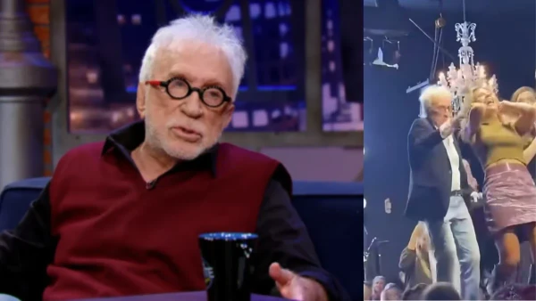 Moacyr Franco puxou cabelo de mulher em evento beneficente por Reprodução/SBT e Reprodução/Redes sociais