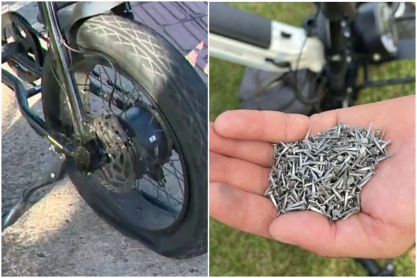Tachinhas estão furando pneus de bicicletas