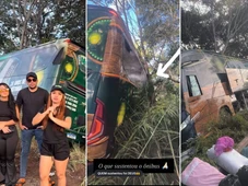 Imagem - Ônibus da banda Mastruz com Leite sai da pista e desce ribanceira em acidente antes de show