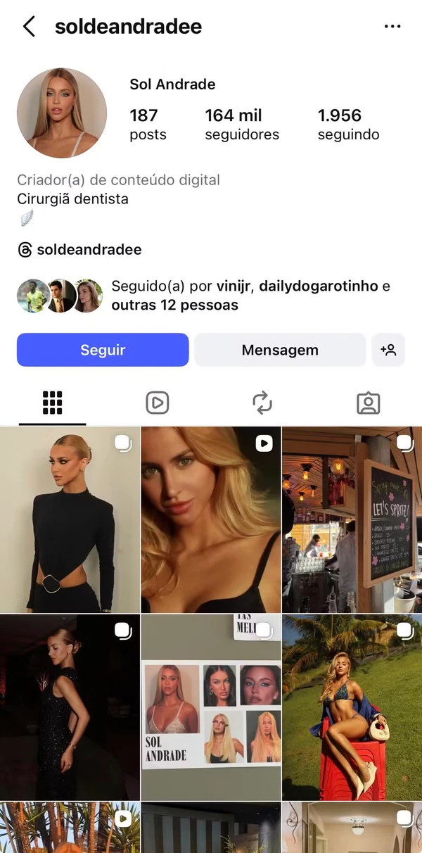 Instagram de Sol de Oliveira por Reprodução/Instagram