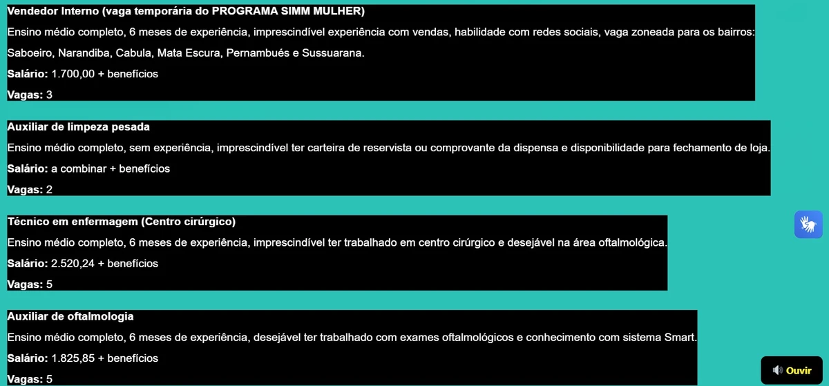 Salvador abre 360 vagas de emprego a partir do nível fundamental com salários de até R$ 2,6 mil por Edital