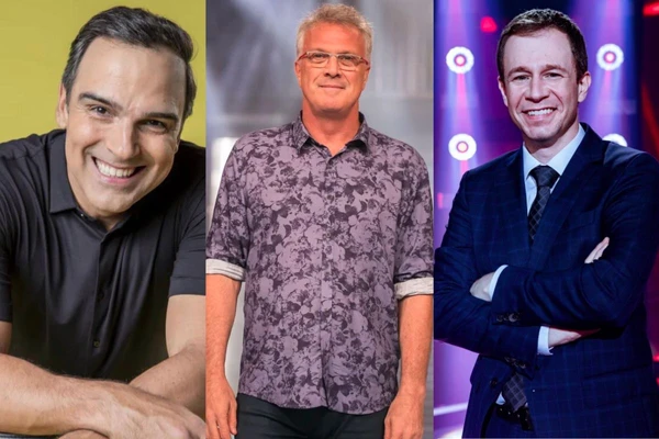 Tadeu Schmidt, Pedro Bial e Tiago Leifert foram apresentadores do BBB