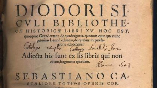 Diodoro Sículo, séc. I a.C.: preservou a narrativa de Panqueia, com Zeus e outros deuses como reis antigos por Data Destroyer / Wikimedia Commons