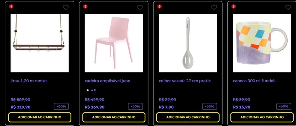Produtos têm até 70% de desconto  por Reprodução / Tok&Stok