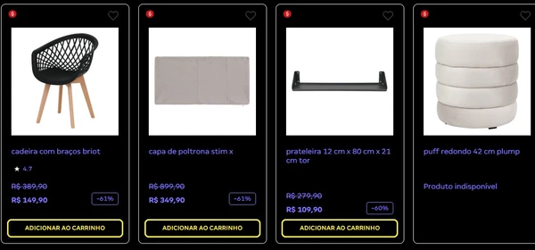 Produtos têm até 70% de desconto  por Reprodução / Tok&Stok