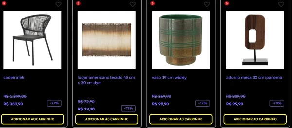 Produtos têm até 70% de desconto  por Reprodução / Tok&Stok