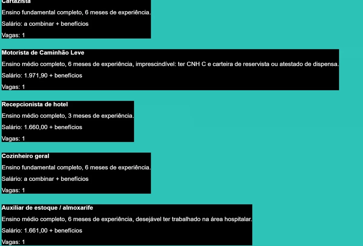 Salvador tem 285 vagas de emprego com salários de até R$ 2,5 mil; veja cargos por Divulgação