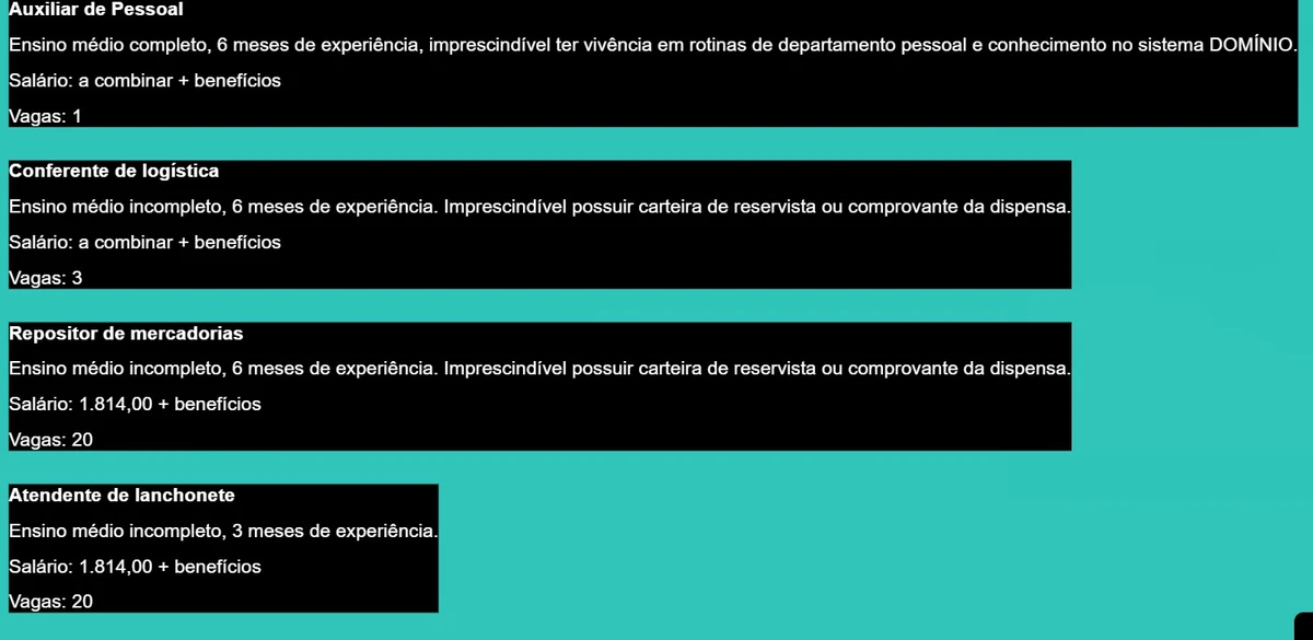 Salvador tem 285 vagas de emprego com salários de até R$ 2,5 mil; veja cargos por Divulgação