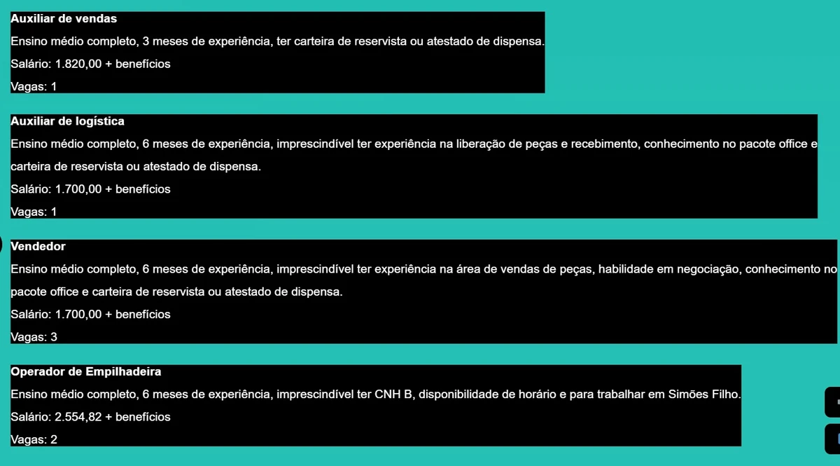 Salvador tem 285 vagas de emprego com salários de até R$ 2,5 mil; veja cargos por Divulgação
