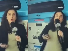 Imagem - Repórter do SBT é atropelada por viatura da PM durante entrada ao vivo e reação viraliza