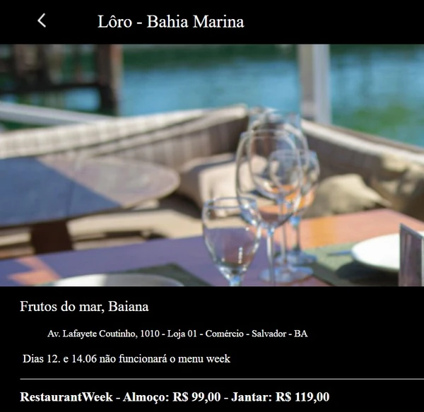 Menus do Salvador Restaurant Week 2026  por Captura de tela