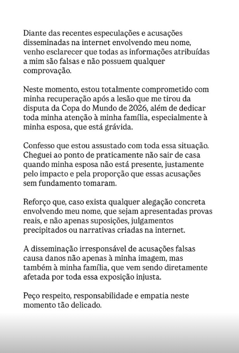 Comunicado de Éder Militão