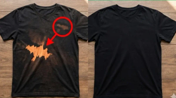 Roupa manchada com água sanitária