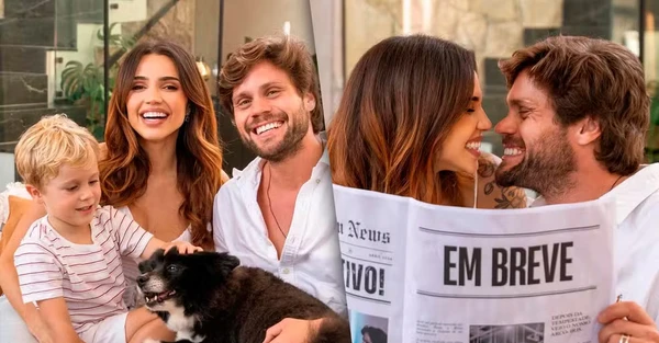 Breno Simões e Paula Amorim fazem chá revelação  por Reprodução/Instagram