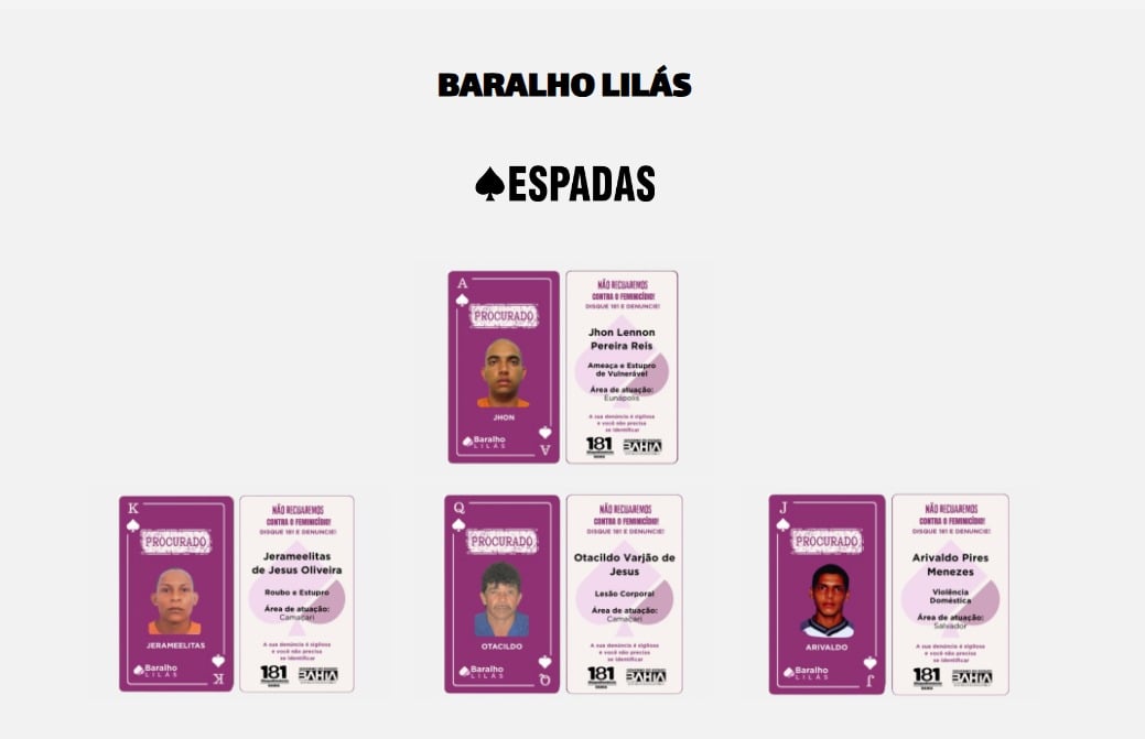 Baralho identifica principais foragidos da Bahia por Reprodução