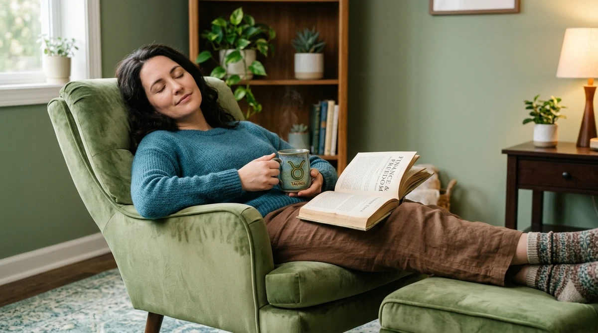 O Momento de Descanso: desfrutando dos prazeres da vida. O descanso de Touro é um momento de prazer e relaxamento, valorizando o conforto e a estabilidade por Imagem gerada por IA