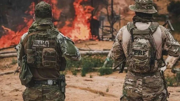 Ação conjunta entre forças de segurança e órgãos ambientais intensifica o combate ao ecossistema criminal nas fronteiras secas. Reprodução/PRF e Ibama por ICMBIO