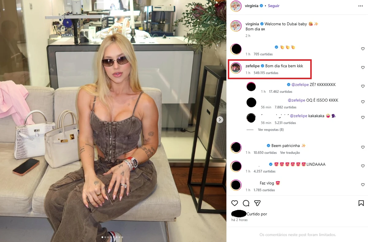 Comentário de Zé Felipe por Reprodução/Instagram