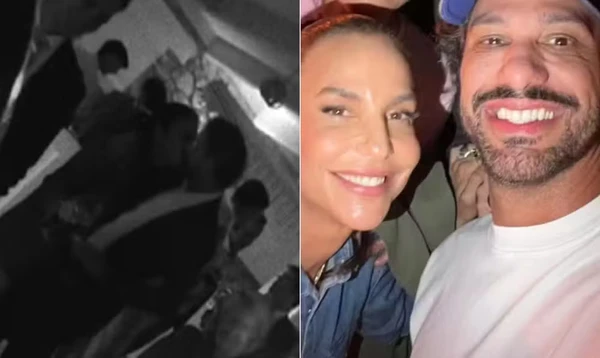Ivete Sangalo e Tiago Maia aos beijos durante um casamento na Itália
