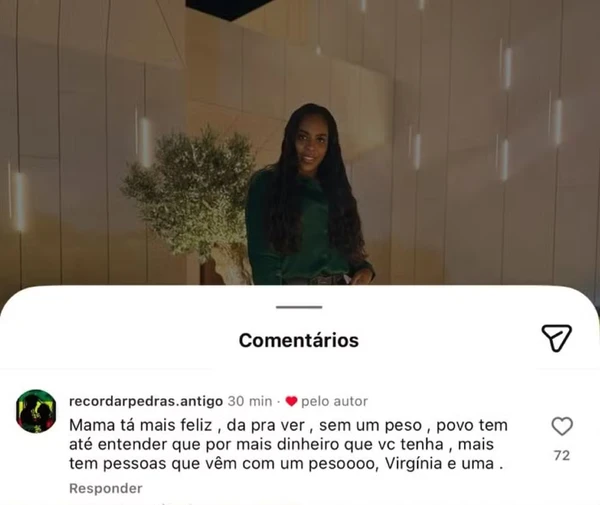 Mãe de Vini Jr. curtiu comentário polêmico sobre Virginia após término