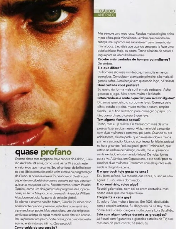 Claudio Andrade em ensaio para a "G Magazine" em 2008 por Reprodução
