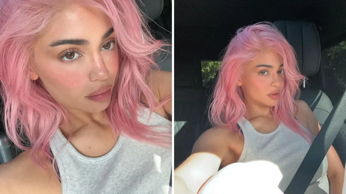 Kylie Jenner com cabelo rosa  por Reprodução/Instagram 