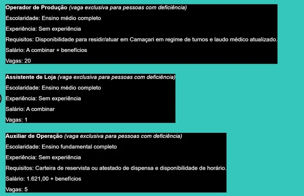 Salvador tem 302 vagas de emprego com salários de até R$ 4,1 mil nesta quarta (20) por Simm