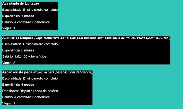 Salvador tem 302 vagas de emprego com salários de até R$ 4,1 mil nesta quarta (20) por Simm