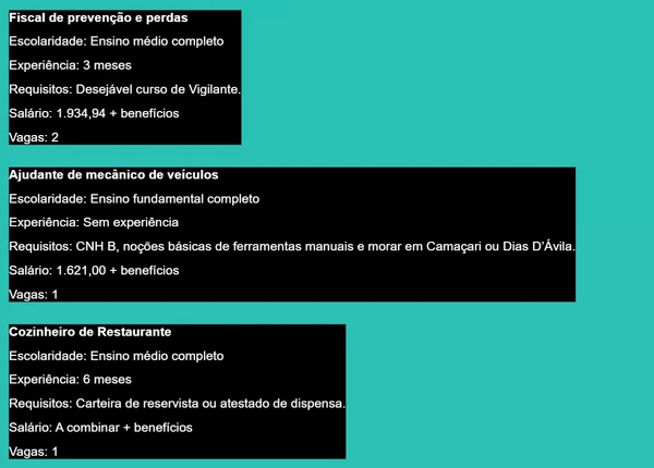 Salvador tem 302 vagas de emprego com salários de até R$ 4,1 mil nesta quarta (20) por Simm
