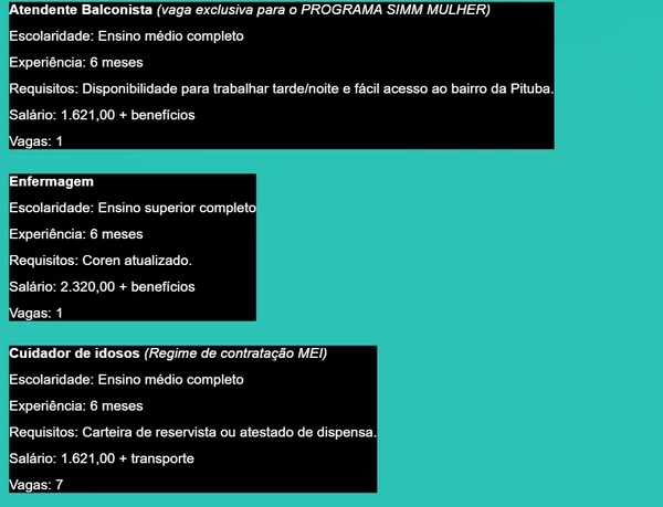 Salvador tem 302 vagas de emprego com salários de até R$ 4,1 mil nesta quarta (20) por Simm