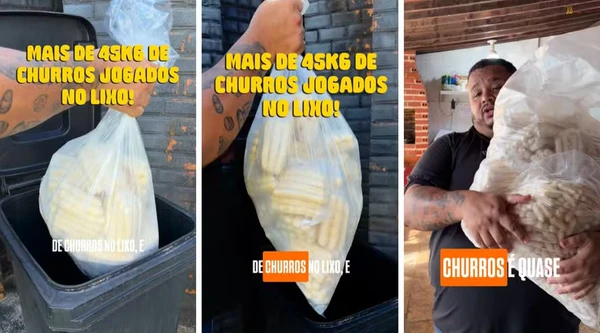 Comida foi  jogada no lixo por oferecer risco aos funcionários