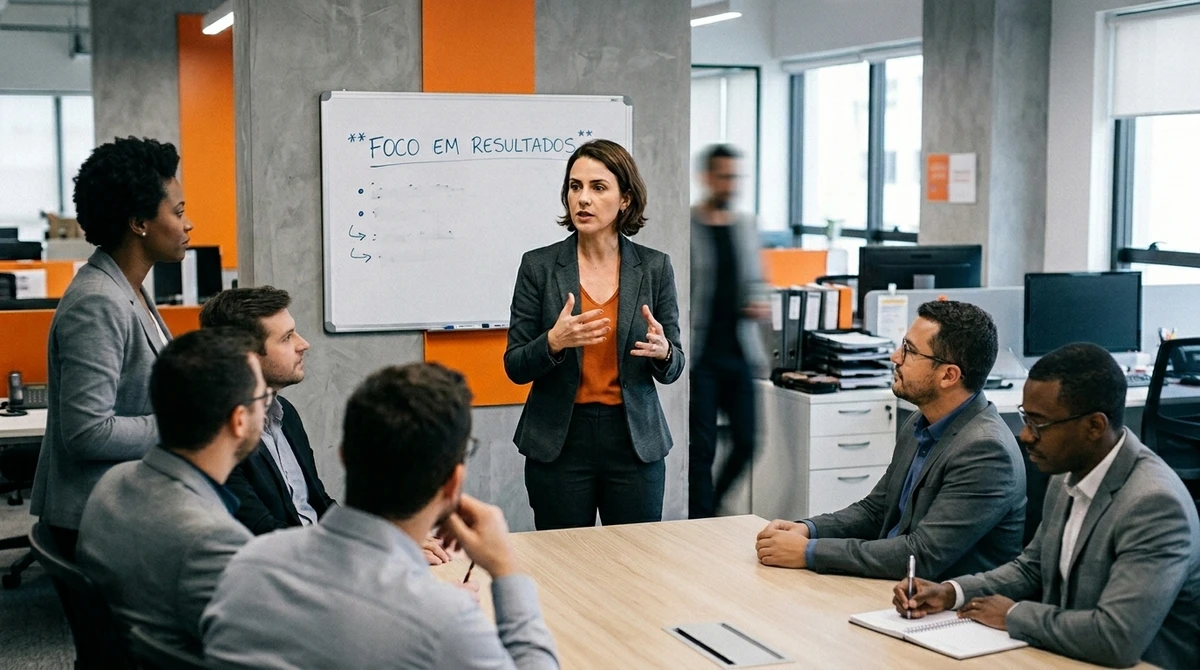 Estilo de Liderança: o líder que executa. Capricórnio motiva a equipe com sua determinação e foco, guiando todos em direção ao sucesso com sua presença autoritária. por Imagem gerada por IA