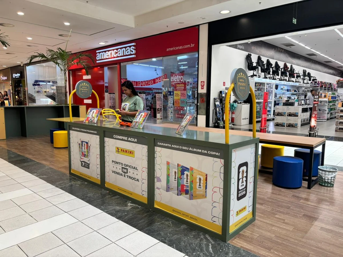 Shopping Paralela: estande da Panini no piso L1, próximo à Kalunga, com compra, venda e troca de figurinhas até 31/07. por Divulgação