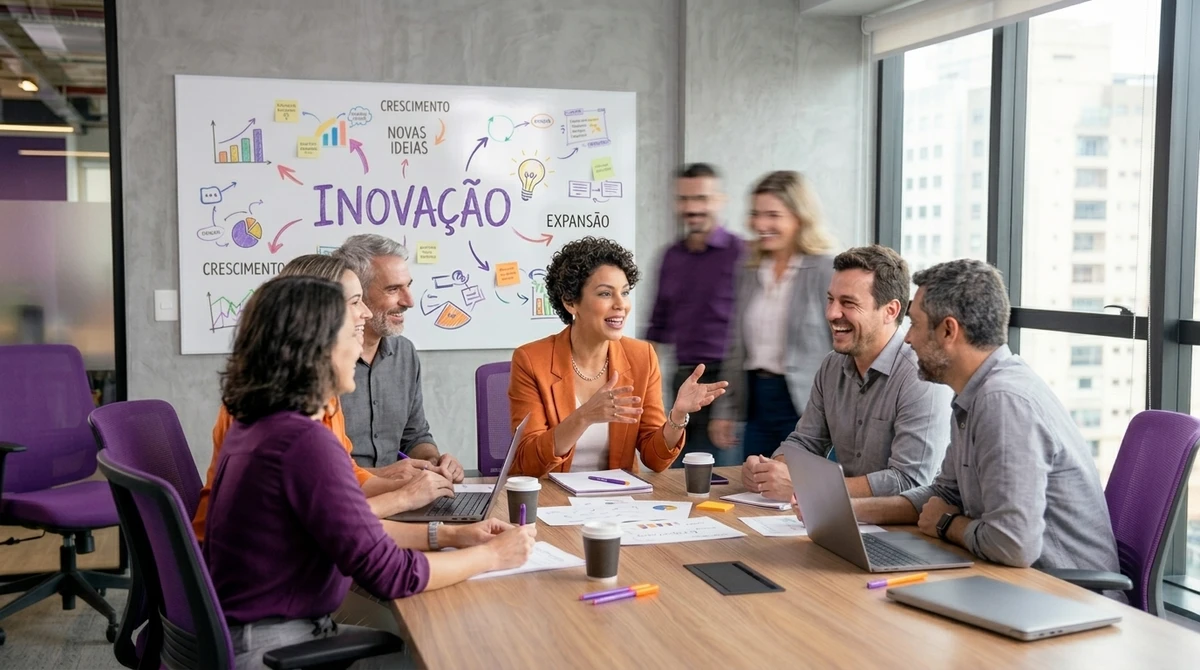 Trabalho em Equipe: o conector de ideias disruptivas. Sagitário é um membro ativo da equipe, sempre pronto para colaborar e conectar diferentes pontos de vista. por Imagem gerada por IA