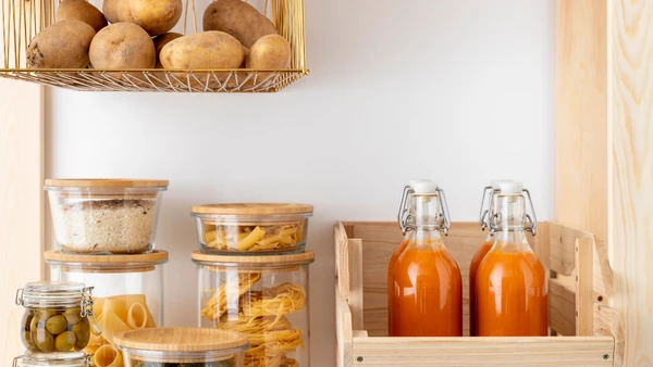 A reutilização de potes de vidro combina economia doméstica com uma rotina mais prática na cozinha por Freepik