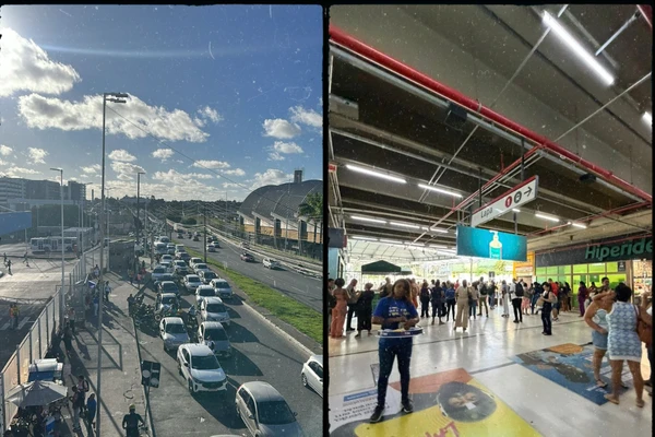 Motoristas por aplicativo se concentram em frente à Estação Mussurunga durante greve dos rodoviários