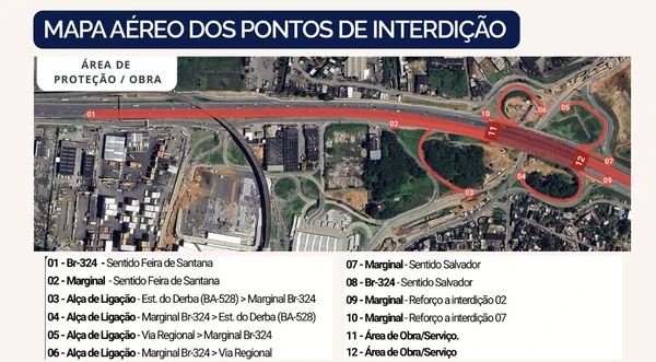 Obras do VLT alteram tráfego na BR-324 em Salvador por Divulgação/CTB