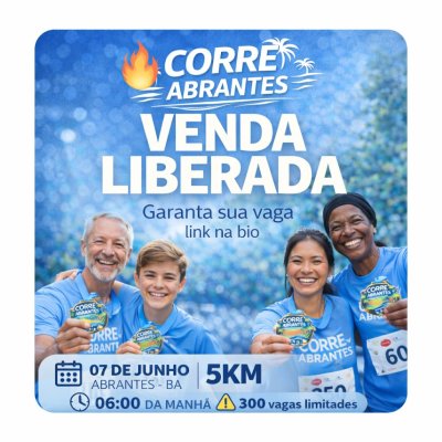 7 de junho: Corre Abrantes - Camaçari. Largada às 6h. Mais informações em: https://www.centraldasinscricoes.com.br/evento/corre-abrantes por Reprodução