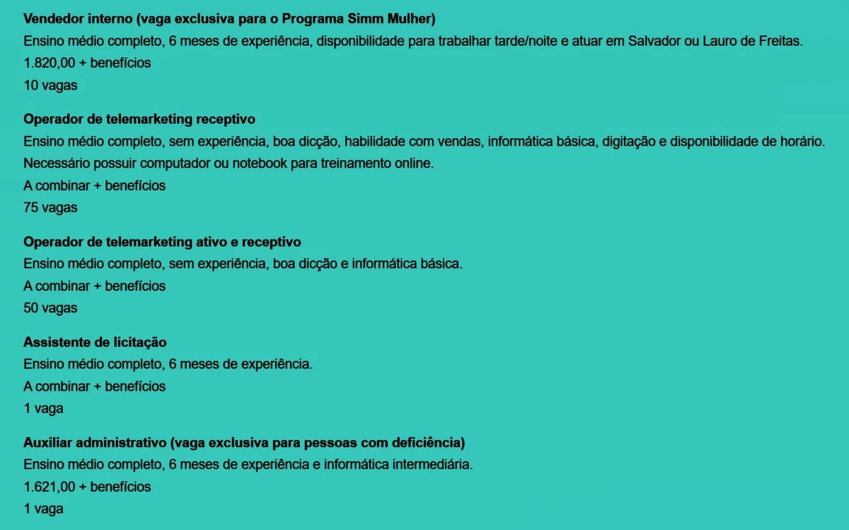 Vagas do SIMM por Reprodução